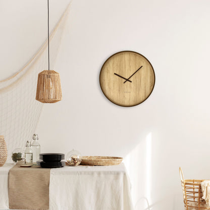 NeXtime Oslo large wall clock, 50cm diameter, dark and light brown plastic, silent mechanism, modern design.