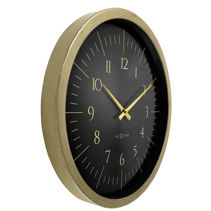 NeXtime Galaxy wall clock, 40cm black and white plastic design, showing the clock face with sleek modern style.