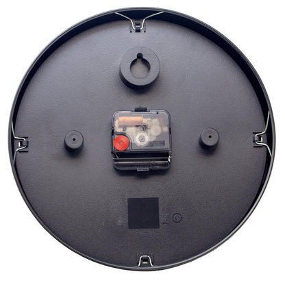 NeXtime Retro II wall clock, 25cm metal silent clock with a vintage design, shown from the back view.
