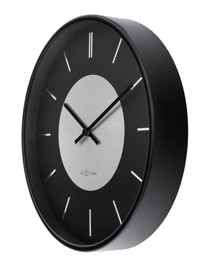 NeXtime Retro II wall clock, 25cm metal design, silent operation, shown from the right side with a vintage-inspired style.