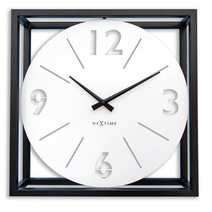 NeXtime wall clock, 40x40 cm, metal frame with black and white finish, modern design for wall decor.