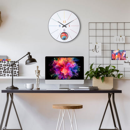 NeXtime wandklok met grote 50cm diameter, glazen bol, stille slinger, ontwerp 'Duomo 50 Pendulum' voor wandgebruik