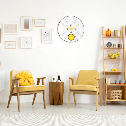 NeXtime wandklok Duomo 50 met grote diameter van 50cm, glazen lens en stille slinger, wandklok voor in huis.