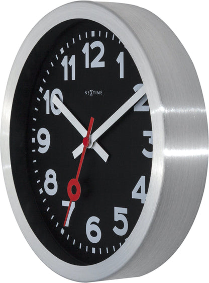 Wall clock/Table clock -  Black - Aluminum - 'Station Numbers'