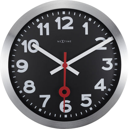 Wall clock/Table clock -  Black - Aluminum - 'Station Numbers'