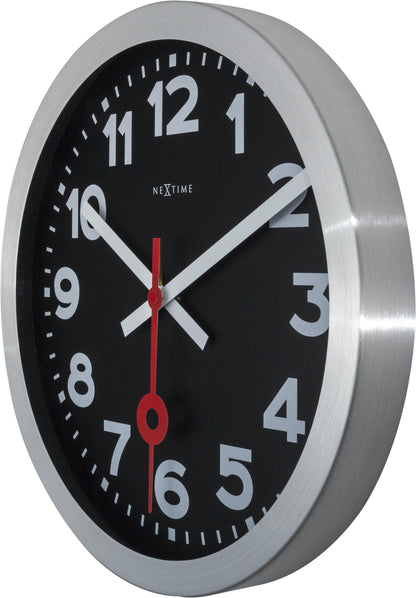 Wall clock/Table clock -  Black - Aluminum - 'Station Numbers'