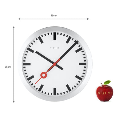 NeXtime Clocks Station Stripe aluminum wall or table clock with modern striped design and minimalist style.