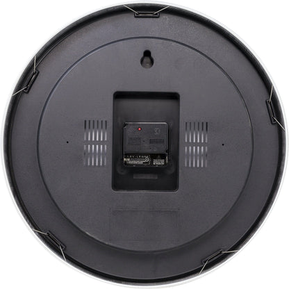 NeXtime Clocks 35cm aluminum wall clock with Radio Controlled DCF Station Stripe design, showcasing a modern, sleek timepiece.