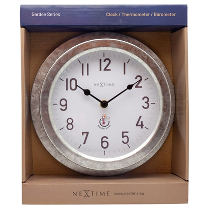 Weatherproof Outdoor Wall Clock - 22cm - Metal - Galvanized  Poppy