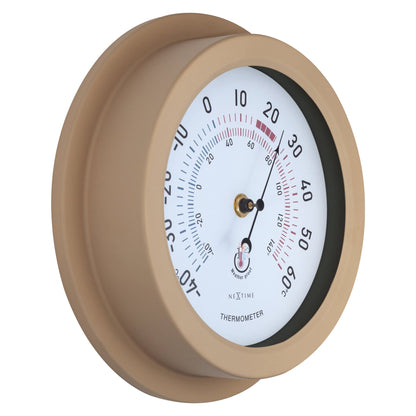 Galvanized metal garden thermometer by NeXtime Clocks, 22cm weatherproof thermometer with Lily design on the left side.