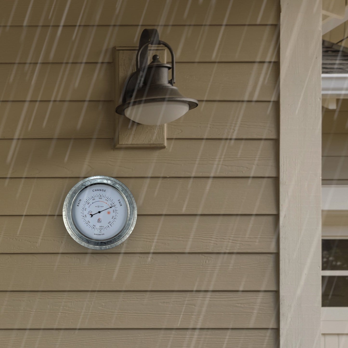 Weatherproof Barometer - 22cm - Metal - Galvanized  Orchid