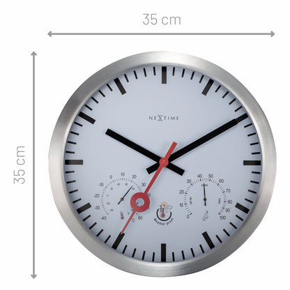 Weatherstation - Wall Clock - Weatherproof - 35cm - Silent - Aluminium - Clematis