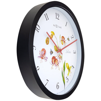 Outdoor garden clock by NeXtime Clocks, 30.5 cm Silene weatherproof garden clock with black frame and clear dial.