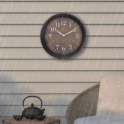 NeXtime Clocks garden weatherstation wall clock, 23.5 cm, weatherproof with jasmine design, ideal for outdoor use