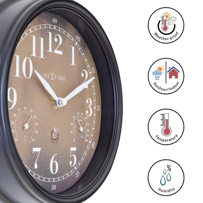 NeXtime Clocks Jasmine weatherproof garden wall clock, 23.5 cm diameter with clear time display and stylish design.