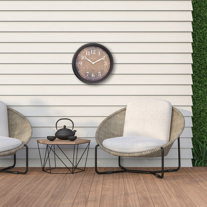 NeXtime Clocks garden wall clock, 23.5 cm weatherproof Jasmine weatherstation with outdoor-ready design.
