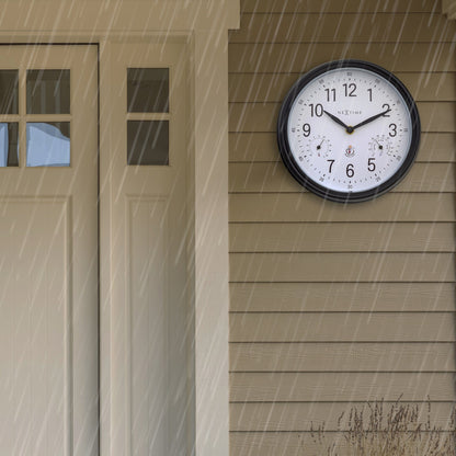 NeXtime Garden Clock Weatherstation wall clock, 23.5 cm, weatherproof Jasmine design, suitable for outdoor garden use.
