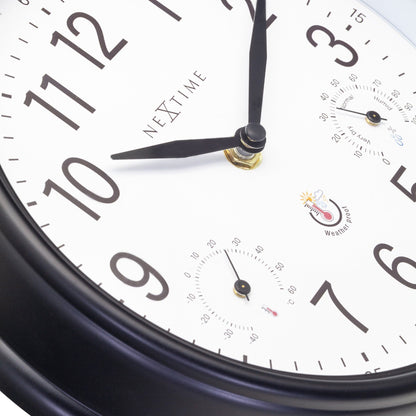 NeXtime Clocks Garden Weatherstation wall clock, 23.5 cm, weatherproof with Jasmine design, suitable for outdoor use.