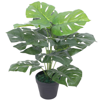 Artificial Monstera plant in a 45 cm decorative pot by Florazo, showcasing lush green leaves for indoor decor.