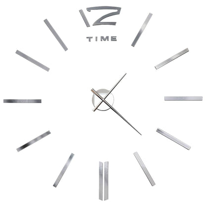 3D Wall Clock Modern Design 100 cm XXL Silver