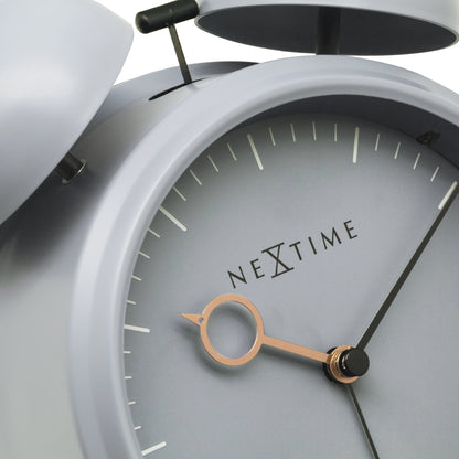 NeXtime Clocks golden metal table alarm clock with light function, silent operation, 15x18x7cm, stylish decorative timepiece
