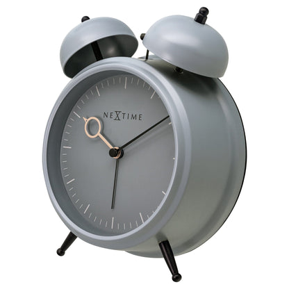 NeXtime Clocks golden metal table alarm clock with light function, silent operation, 15x18x7cm, right side view.