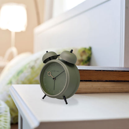 NeXtime Clocks golden hour metal alarm clock with light function, silent operation, 15x18x7cm tabletop design