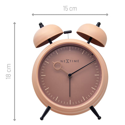 NeXtime Clocks golden metal alarm clock with light function, silent operation, 15x18x7cm size, modern table design