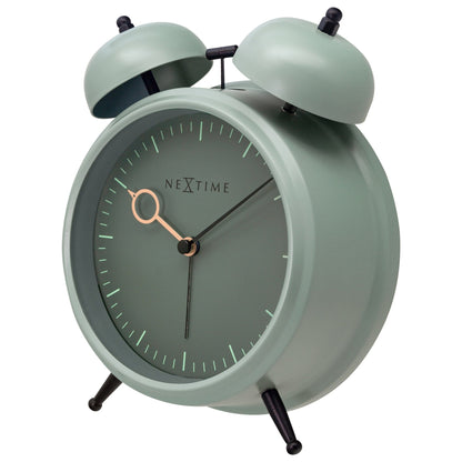 NeXtime Clocks Golden Hour metal table alarm clock with light function, silent operation, 15x18x7cm, right side view