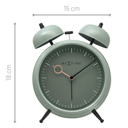 NeXtime Clocks golden hour metal alarm clock with light function, silent operation, 15x18x7cm size, stylish design
