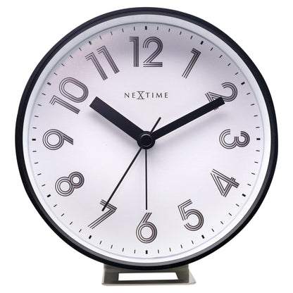 NeXtime Clocks Reflect table alarm clock with light function, silent operation, plastic body, 12.5x13x5.5cm front view