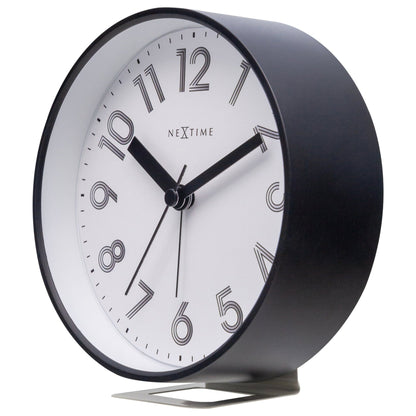 NeXtime Clocks Reflect table alarm clock with light function, silent operation, plastic body, 12.5x13x5.5cm, right side view