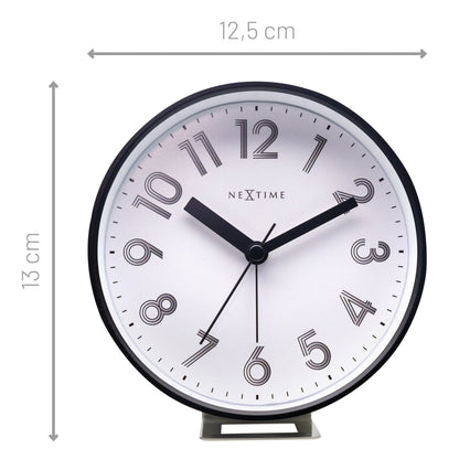 NeXtime Clocks Reflect table alarm clock with light function, silent operation, plastic frame, measures 12.5x13x5.5cm