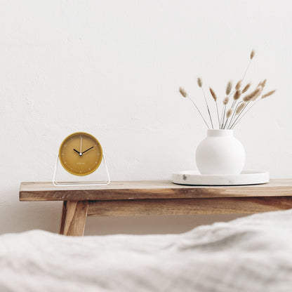 NeXtime Clocks Berlin Table Alarm Clock, silent metal design, 14x13x7cm, modern decor piece on a table.