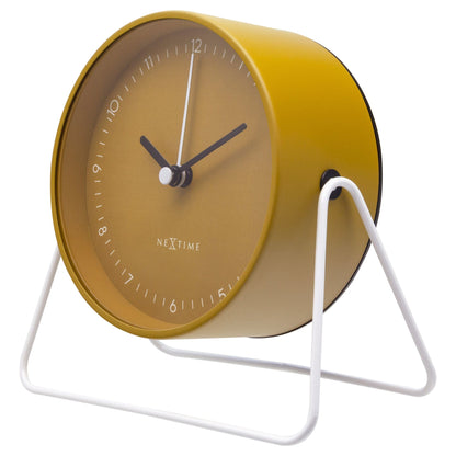 NeXtime Clocks Berlin Table alarm clock, silent metal design, 14x13x7cm, shown from right side