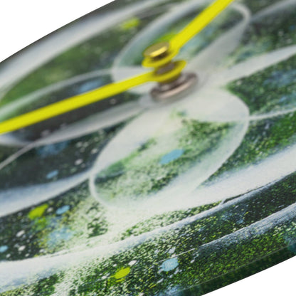 NeXtime Clocks Cosmo tafelklok van 20cm, groene wijzerplaat, stille werking, glazen behuizing, geschikt voor tafel of muur.