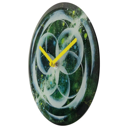 NeXtime Cosmo tafelklok, 20cm, groen, stil, van gehard glas, geschikt voor muur of tafel, modern design.