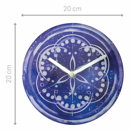 NeXtime wand- of tafelklok van 20cm met Indigo kleur, stil, gemaakt van gehard glas, model Cosmo Table.