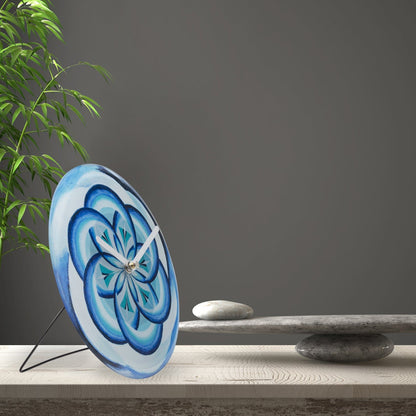 NeXtime Clocks blue Cosmo table wall clock, 20cm, silent movement, tempered glass, modern design.