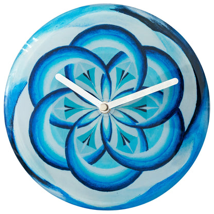 NeXtime Clocks blue 20cm silent table wall clock with tempered glass, featuring a modern design and clear dial.