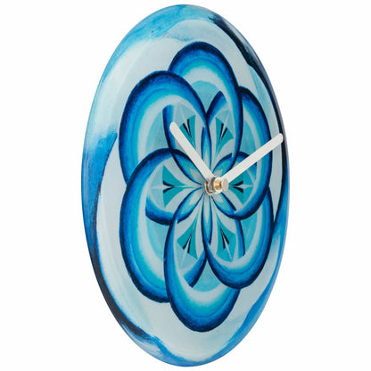 NeXtime Clocks Cosmo Blue table clock, 20cm, silent wall or table clock with tempered glass, blue finish, left side view
