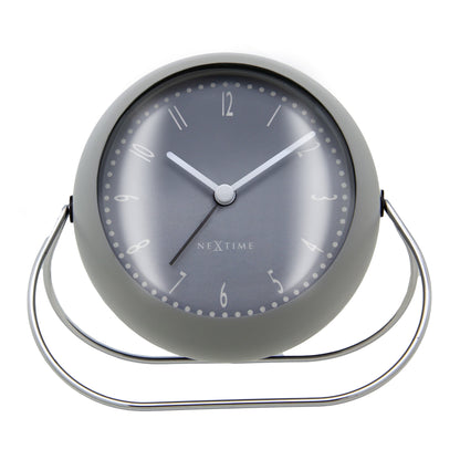 NeXtime Bubble Alarm Clock, metal table clock with silent movement, measuring 14x12x8cm, featuring a modern bubble design.