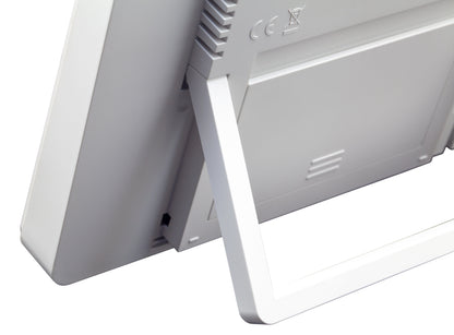 NeXtime Oneforall digital alarm clock with weather station display, 17.3x14x2.7cm, ABS construction, detailed view.