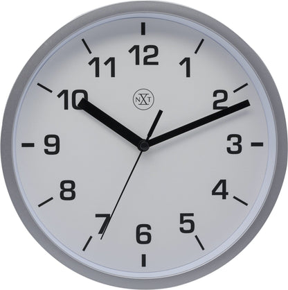 NeXtime Clocks Easy Small 20cm plastic wall clock with a simple design, featuring black hour and minute hands on a white face.