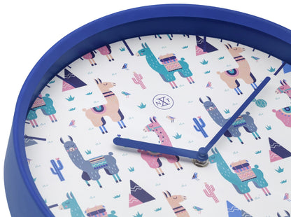 NeXtime Clocks wall clock, 30cm plastic clock featuring a charming Alpaca design, detailed close-up image.