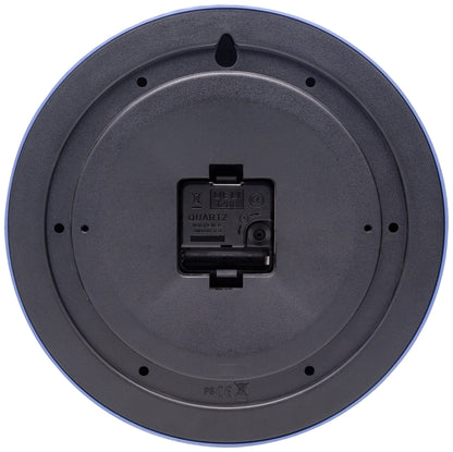 NeXtime Clocks Apollo wall clock, 26 cm plastic clock with black hands and white face, viewed from the back.
