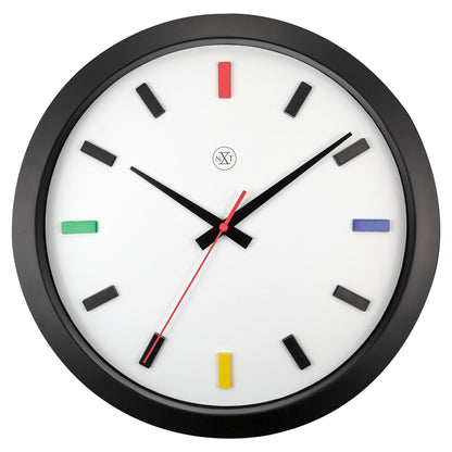 NeXtime wandklok van 36cm, silent, plastic, design "Mix" met opvallende wijzers en modern uiterlijk.