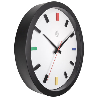 NeXtime wandklok van kunststof, 36 cm, stille werking met "Mix" ontwerp, weergegeven van linkszijde.