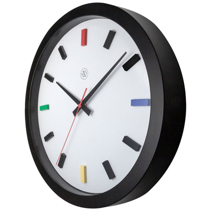 NeXtime wandklok van plastic, 36 cm, stil, rechtszijdig, met kleurrijk "Mix" ontwerp en wijzers, voor aan de muur.