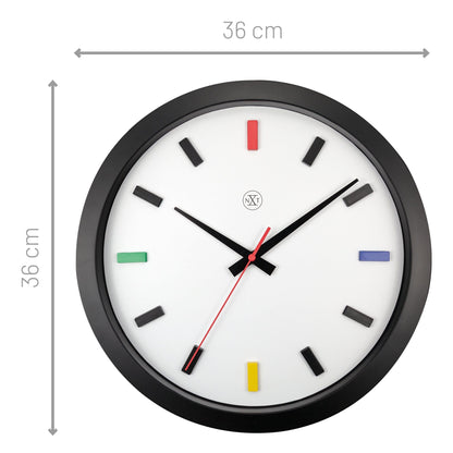 NeXtime wandklok van 36cm, stil, plastic, met kleurrijk ontwerp, model "Mix" voor aan de muur